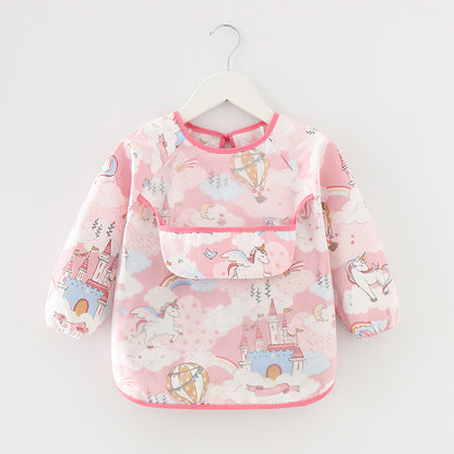 Waterproof Long Sleeve Kids Smock Apron for Eating