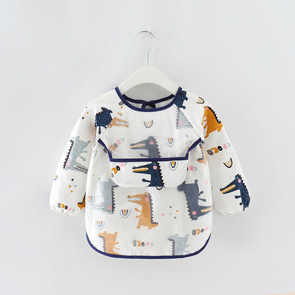 Waterproof Long Sleeve Kids Smock Apron for Eating