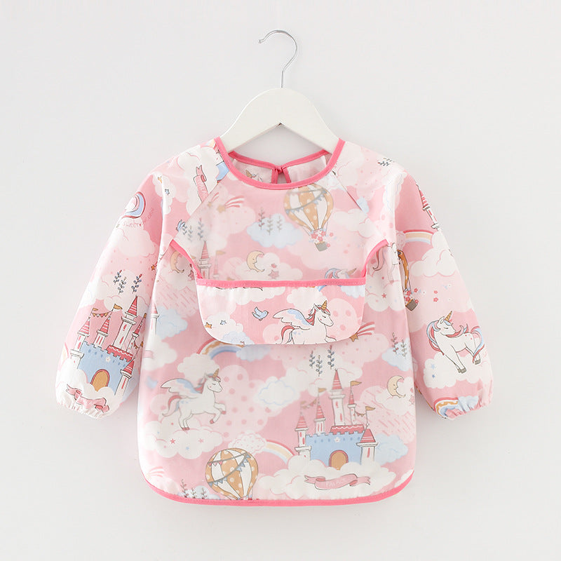 Waterproof Long Sleeve Kids Smock Apron for Eating