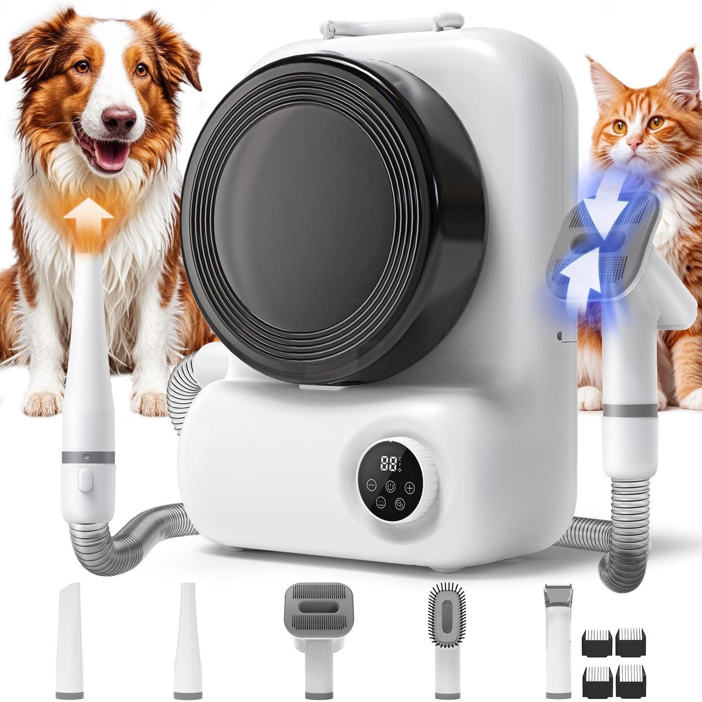 KungFuPet Dog Grooming Vacuum and Dryer Pet Grooming Vacuum for Dogs with 3 Liter Canister 15000Pa Suction Dog Vacuum for Shedding Grooming Extra Space for Storage for 5 Grooming Kits
