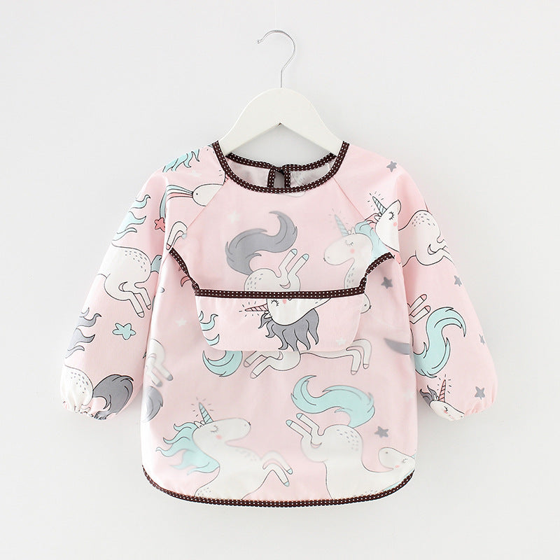 Waterproof Long Sleeve Kids Smock Apron for Eating