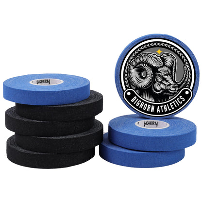 Bighorn Athletics Jiu Jitsu Finger Tape 0.5-Inch x 45-feet 8-Rolls | Residue-Free Zinc Oxide Adhesive | Athletic Sports Tape for BJJ Wrestling Climbing Volleyball Hands & Toes | Black & Blue