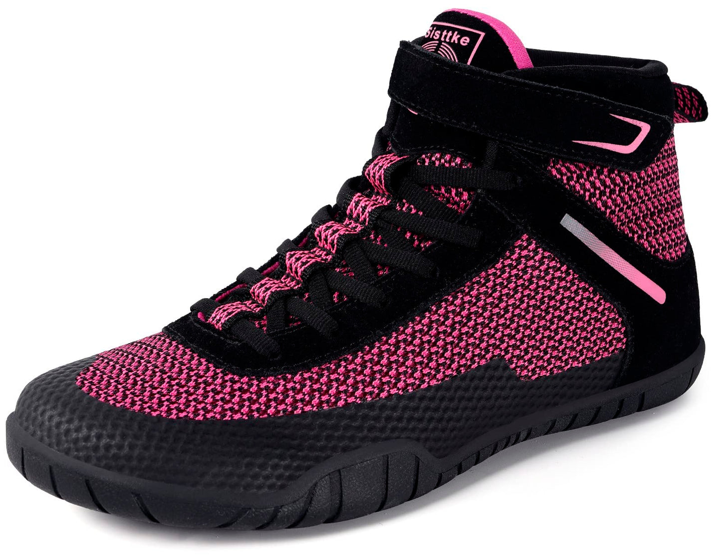 Women Wrestling Shoes Boxing Shoes Zero Drop Sole Black Rose