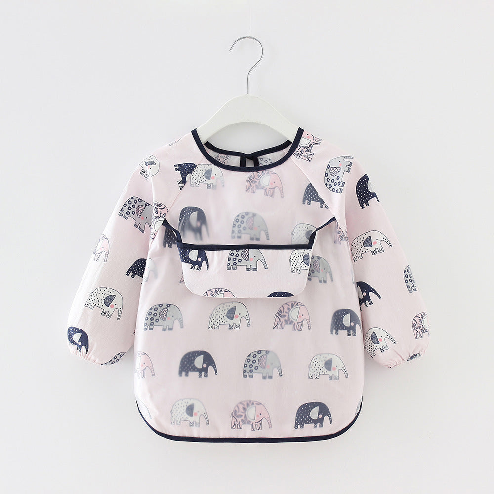 Waterproof Long Sleeve Kids Smock Apron for Eating
