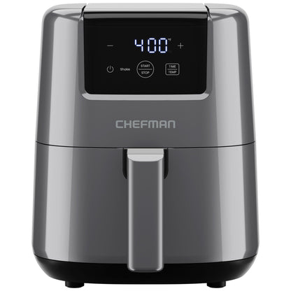 CHEFMAN 2 Qt Mini Air Fryer – Digital Space-Saving Compact Air Fryer with Nonstick and Dishwasher Safe Basket Quick & Easy Meals in Minutes Features Digital Timer and Shake Reminder – Grey