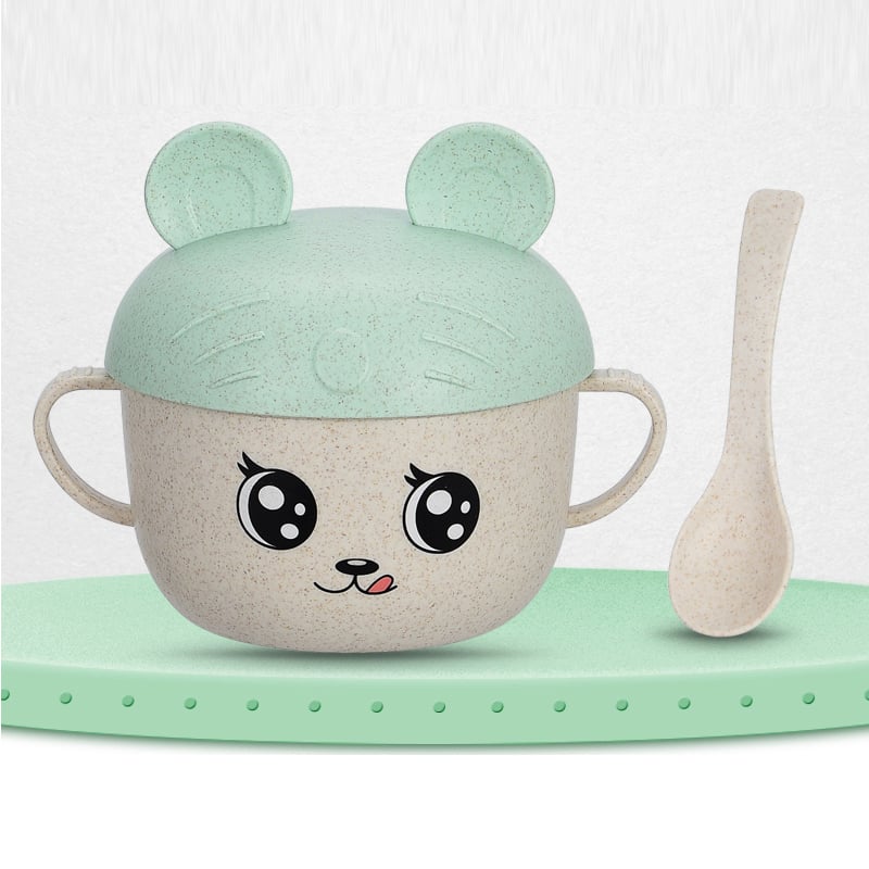 Drop-Proof Children's Bowl with Scalding Spoon & Cover