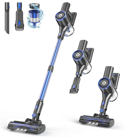 NADALY Cordless Vacuum Cleaner Stick Vacuum with 3 Powerful Suction Modes Max 45 Mins Runtime Anti-Tangle Vacuum Cleaner for Home 8-in-1 Rechargeable Vacuum for Carpet Pet Hair Hard Floors