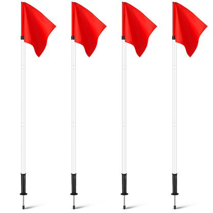 VitalCozy 4 Pcs 2 in 1 Soccer Corner Flags Agility Poles for Field 5 ft Portable Spring Loaded Soccer Flags Soccer Poles Dribbling Soccer Equipment for Training