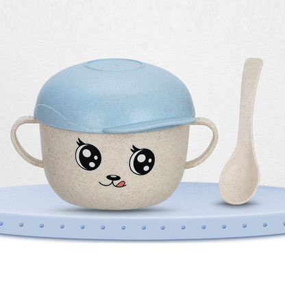 Drop-Proof Children's Bowl with Scalding Spoon & Cover