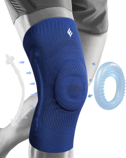 NEENCA Knee Brace for Men Women Knee Compression Sleeve with Side Stabilizers & Patella Gel Pad Knee Brace for Meniscus Tear ACL Arthritis Pain Relief (DarkBlue Large)
