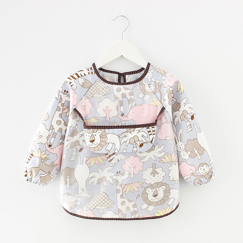Waterproof Long Sleeve Kids Smock Apron for Eating